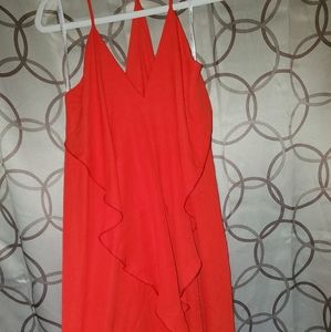 Papaya red ruffled top